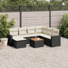 8-piece Lounge Set with Cushions Polyrattan Black