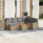 Loungeset 8-delig poly rattan beige