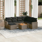 8-piece Lounge Set with Cushions Poly Rattan Grey