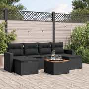Loungeset 7-delig poly rattan zwart