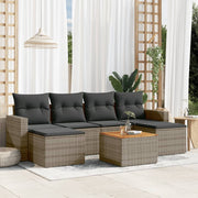 Loungeset 7-delig poly rattan grijs