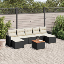 8-Delige Loungeset Met Kussens Poly Rattan Zwart en crème