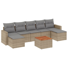 8-Delige Loungeset Met Kussens Poly Rattan Beige en grijs