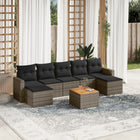 8-piece Lounge Set with Cushions Poly Rattan Grey