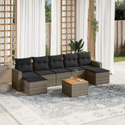 Loungeset 8-delig poly rattan grijs