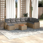 9-Delige Loungeset Met Kussens Poly Rattan Beige en grijs