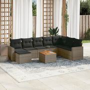 Loungeset 9-delig poly rattan grijs