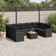 Loungeset 10-delig poly rattan zwart
