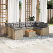 Loungeset 10-delig poly rattan beige
