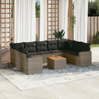10-piece Lounge Set with Cushions Poly Rattan Grey