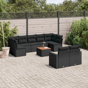 Loungeset 10-delig poly rattan zwart