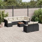 Loungeset poly rattan 10-delig zwart