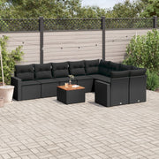 Loungeset 10-delig poly rattan zwart