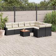 Loungeset 10-delig poly rattan zwart