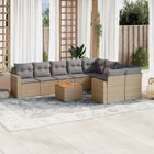 10-piece Lounge Set with Cushions Poly Rattan Beige
