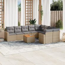 10-Delige Loungeset Met Kussens Poly Rattan Beige