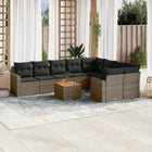 10-piece Lounge Set with Cushions Poly Rattan Grey