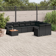Loungeset 10-delig poly rattan zwart