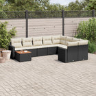 10-piece Loungeset with Cushions Poly Rattan Black