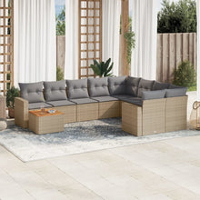 10-Delige Loungeset Met Kussens Poly Rattan Beige