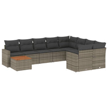10-Delige Loungeset Met Kussens Poly Rattan Grijs