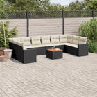 11-piece Loungeset with cushions poly rattan black