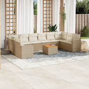 Tuinset 11-delig poly rattan beige met kussens