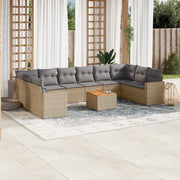 Tuinset 11-delig poly rattan beige met kussens