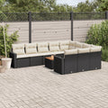 11-piece Loungeset with cushions poly rattan black