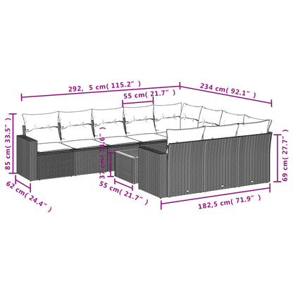 11-Delige Tuinset Met Kussens Poly Rattan Beige