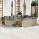 11-piece Garden Furniture Set with Cushions, Poly Rattan, Beige