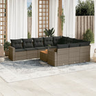 11-piece Lounge Set with cushions poly rattan grey