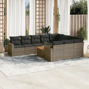Loungeset 11-delig poly rattan grijs