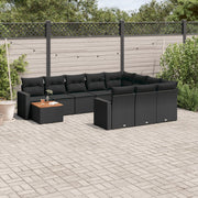 Loungeset 11-delig poly rattan zwart