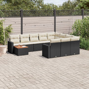 Loungeset 11-delig poly rattan zwart