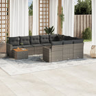 11-piece Lounge Set with cushions poly rattan grey