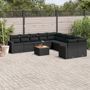 Loungeset 11-delig poly rattan zwart