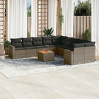11-piece Loungeset with cushions poly rattan grey