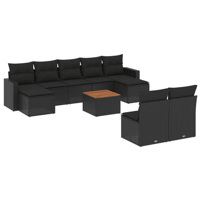 0-Delige Loungeset Met Kussens Poly Rattan Zwart
