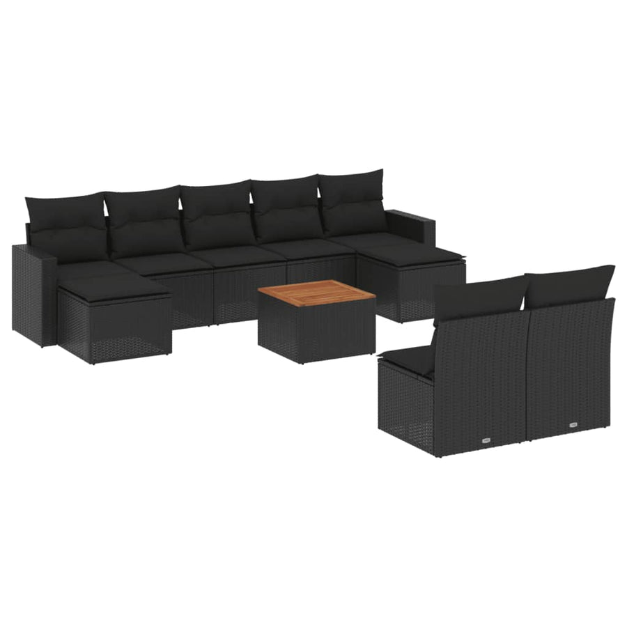 0-Delige Loungeset Met Kussens Poly Rattan Zwart