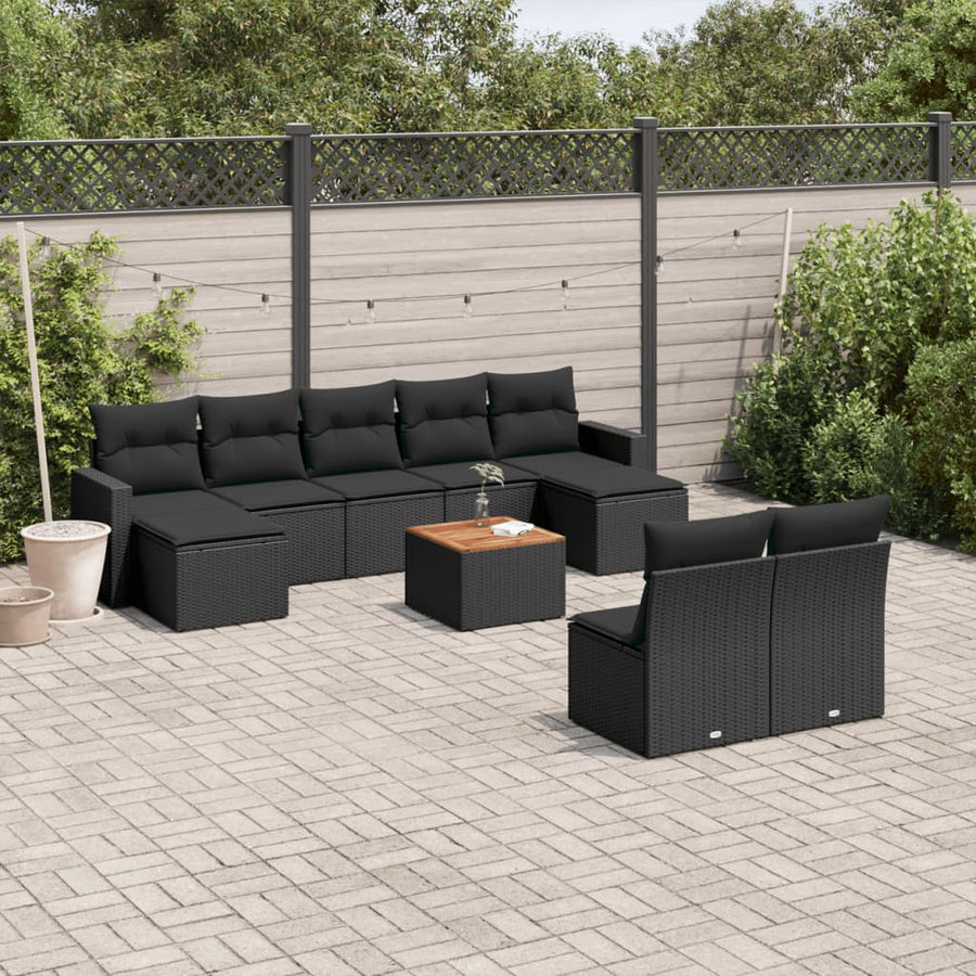 0-Delige Loungeset Met Kussens Poly Rattan Zwart