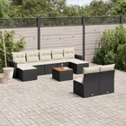 Loungeset 10-delig poly rattan zwart