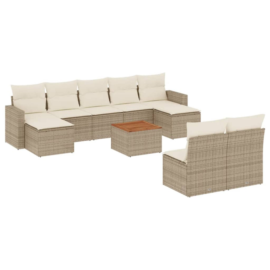0-Delige Loungeset Met Kussens Poly Rattan Beige beige and cream