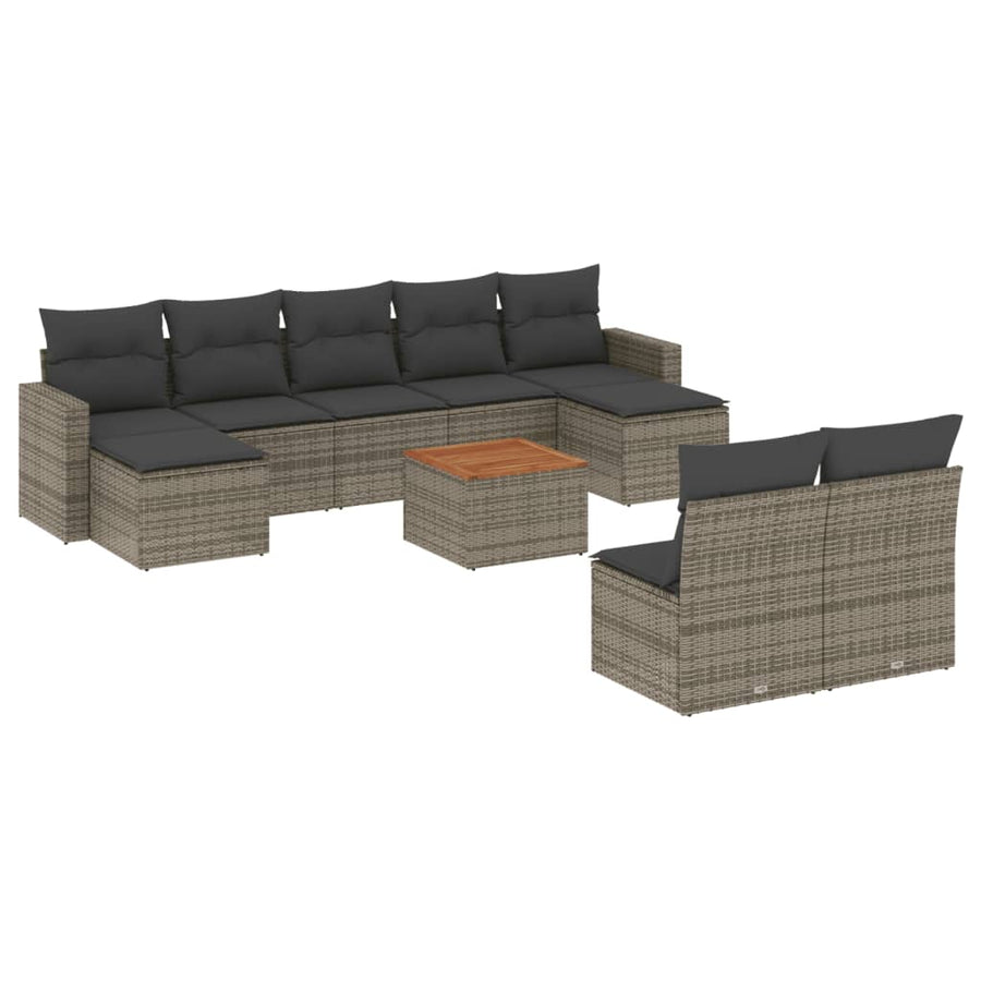 0-Delige Loungeset Met Kussens Poly Rattan Grijs