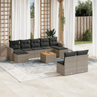 10-piece Lounge Set with Cushions Poly Rattan Grey