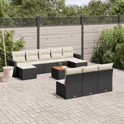 Loungeset 11-delig poly rattan zwart