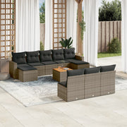 Loungeset 11-delig poly rattan grijs
