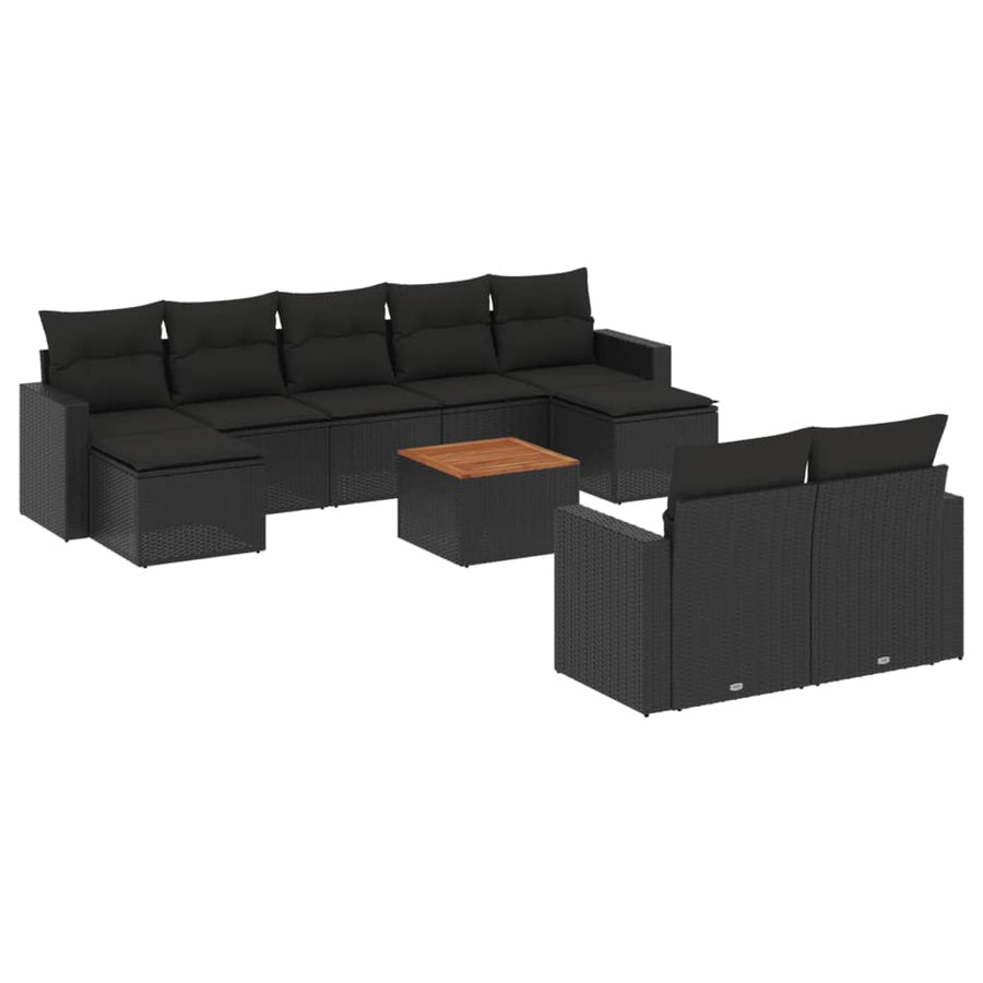 0-Delige Loungeset Met Kussens Poly Rattan Zwart