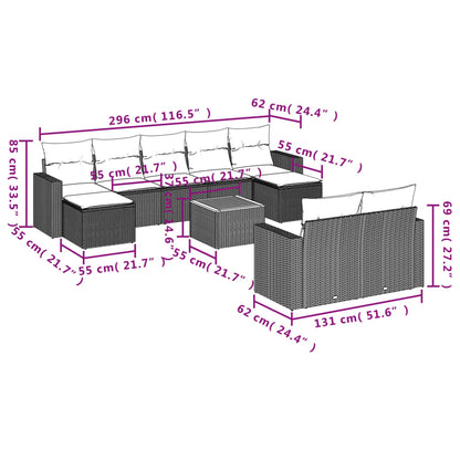 0-Delige Loungeset Met Kussens Poly Rattan Zwart