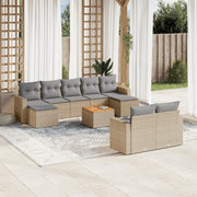 Loungeset poly rattan 10-delig beige